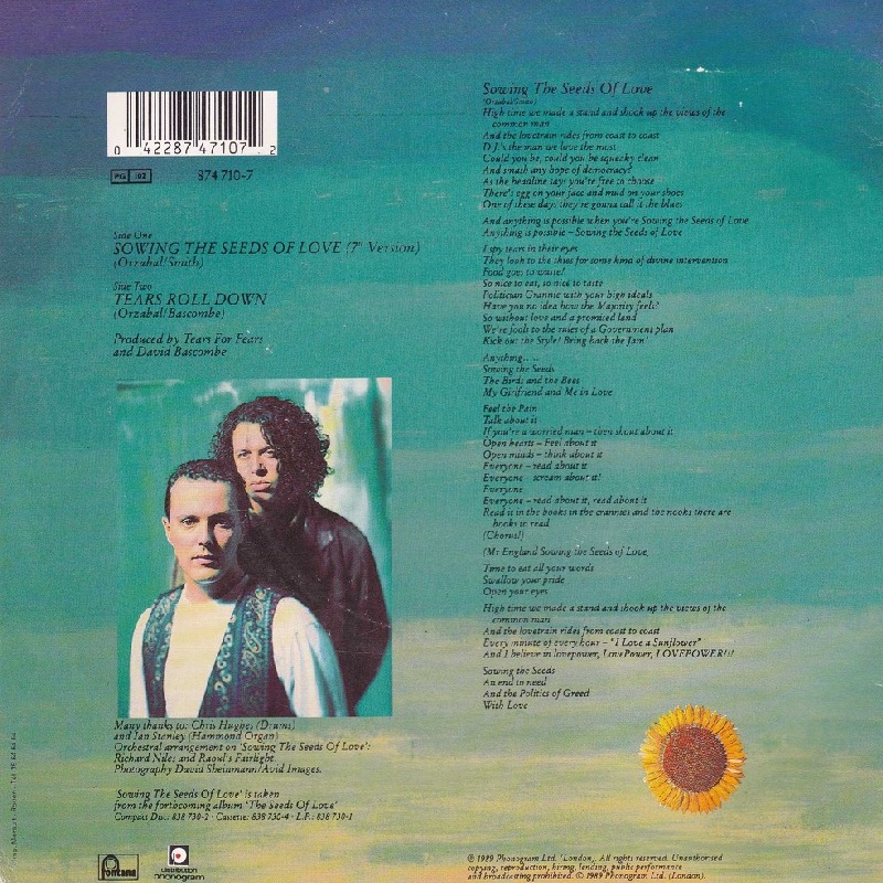 Когда вышла песня слеза. 1989 - The Seeds of Love. Tears for Fears sowing the Seeds of Love. Tears for Fears the Seeds of Love 1989. Tears for Fears фото.